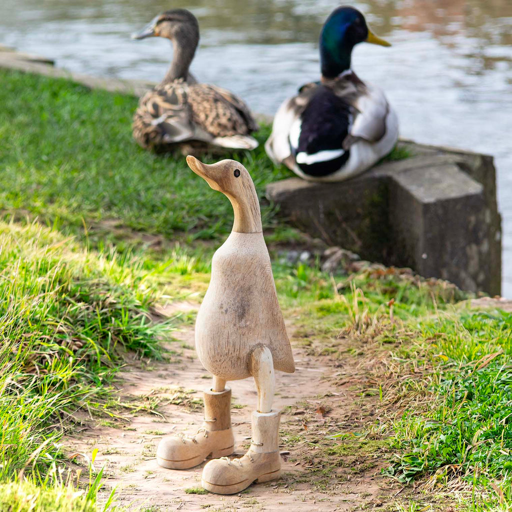 Natural Bamboo Root Duck with Boots - 37cm-Siesta Crafts