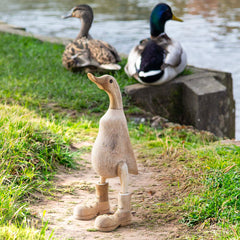 Natural Bamboo Root Duck with Boots - 37cm-Siesta Crafts