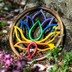 Painted Rainbow Lotus Plaque-Siesta Crafts