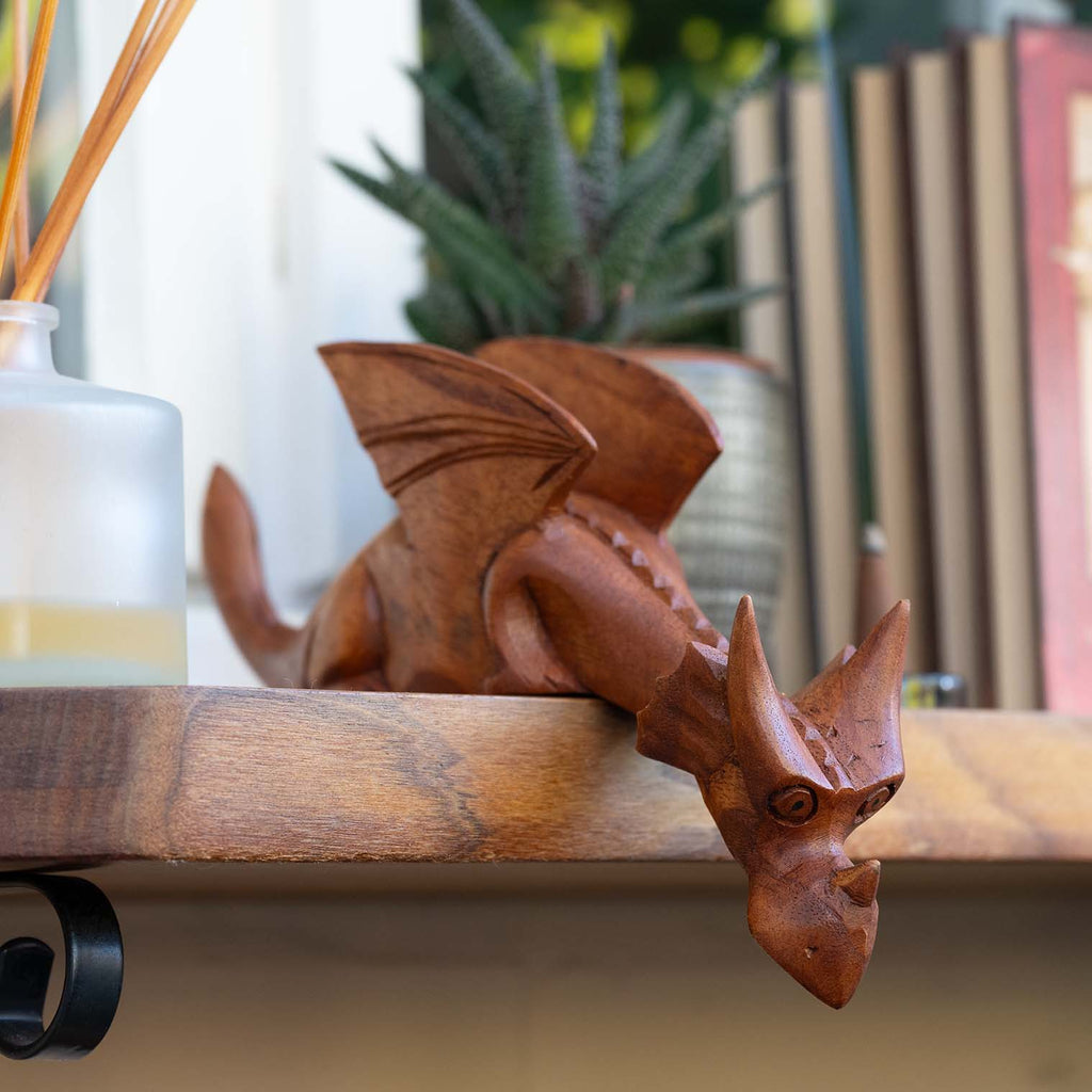 Large Natural Wood Shelf Dragon-Siesta Crafts