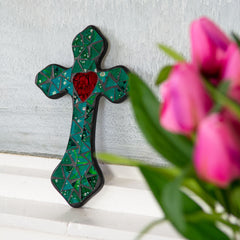 Small Mosaic Cross with Heart-Siesta Crafts
