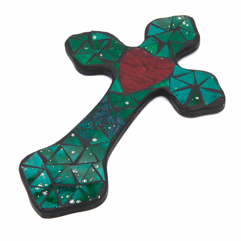 Small Mosaic Cross with Heart-Siesta Crafts