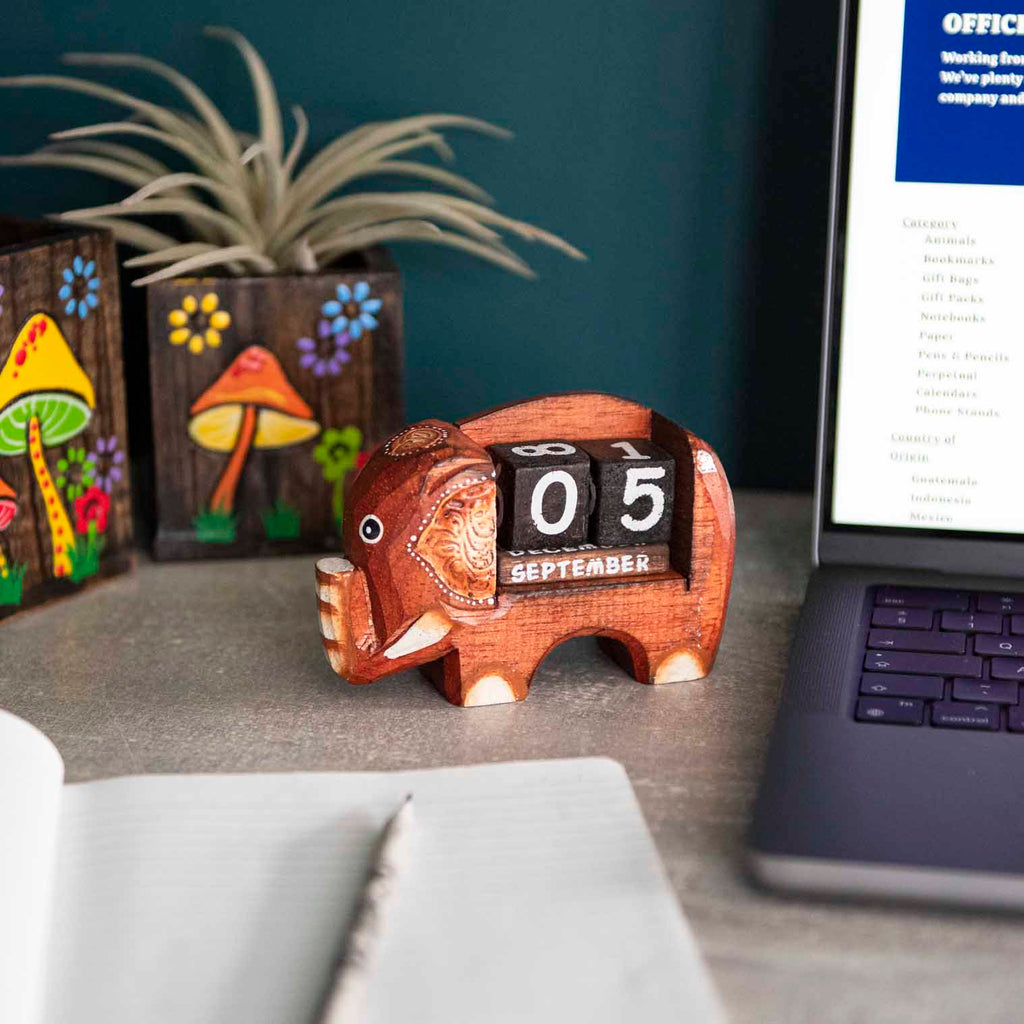Small Elephant Perpetual Calendar-Siesta Crafts