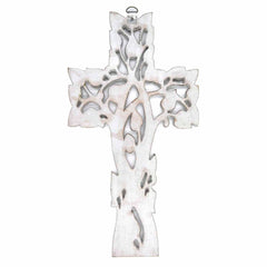 Whitewash Tree Cross with Leaves-Siesta Crafts