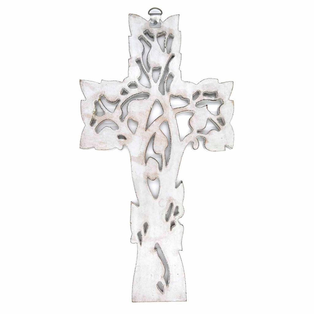 Whitewash Tree Cross with Leaves-Siesta Crafts