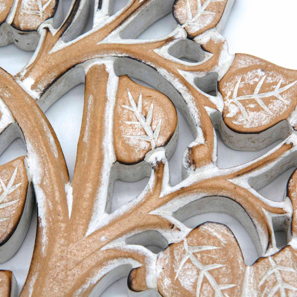 Whitewash Tree Cross with Leaves-Siesta Crafts