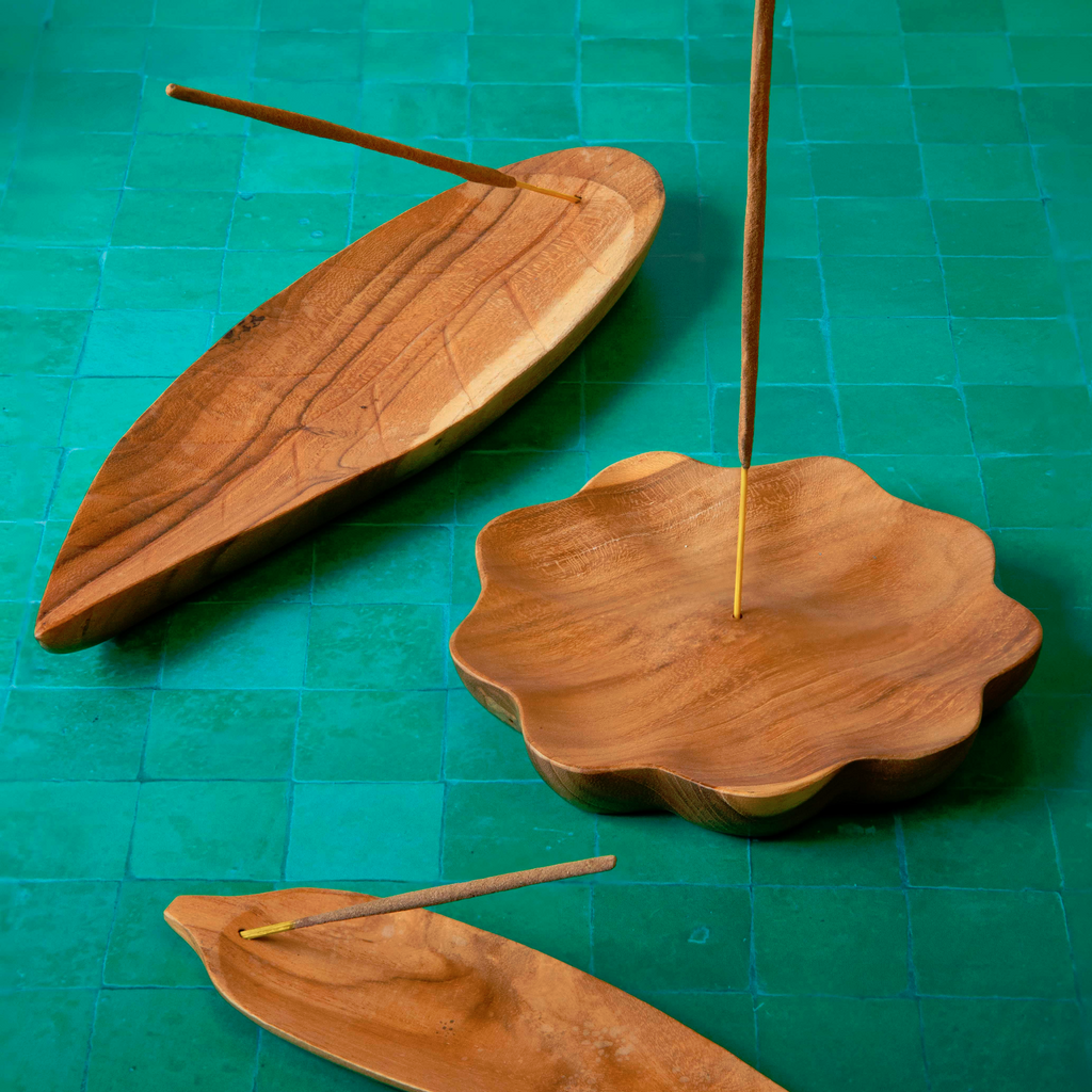 Large Wooden Leaf Incense Holder-Siesta Crafts