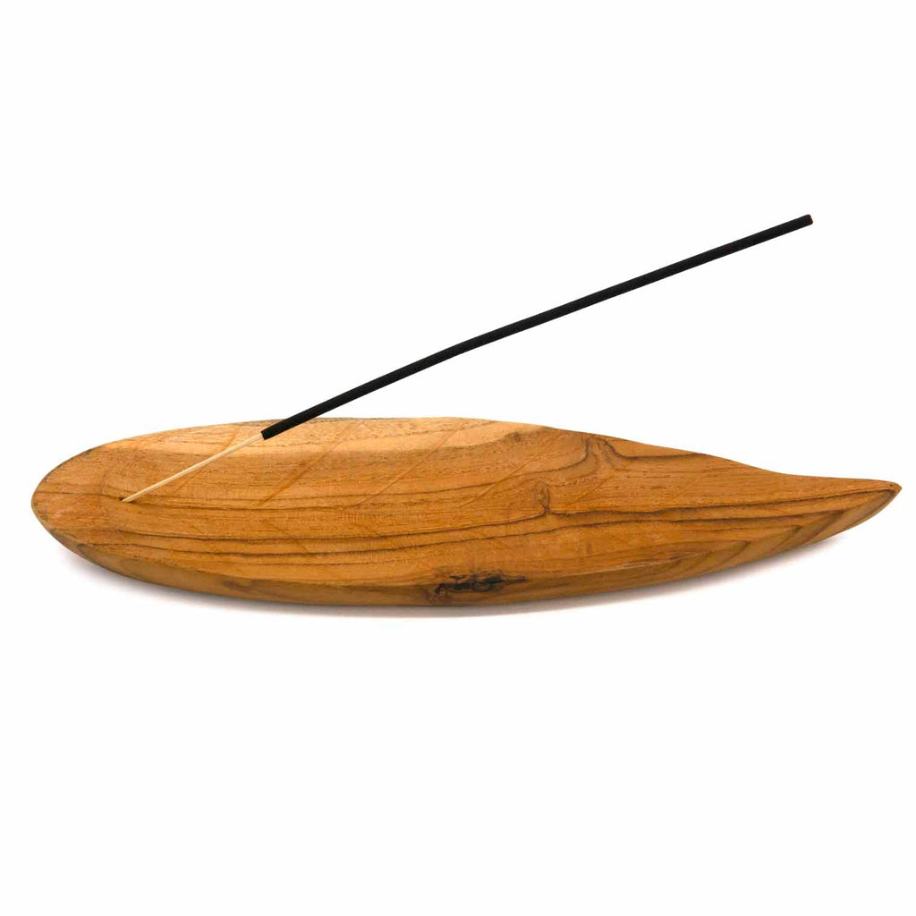 Large Wooden Leaf Incense Holder-Siesta Crafts