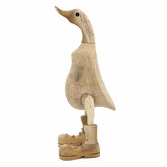 Natural Bamboo Root Duck With Boots - 25cm-Siesta Crafts
