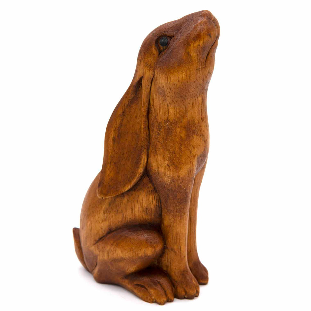 Moon Gazing Hare Woodcarving - Large-Siesta Crafts