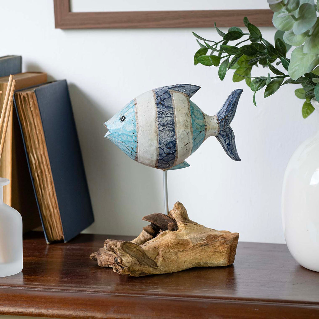 Blue Rustic Fish on Driftwood