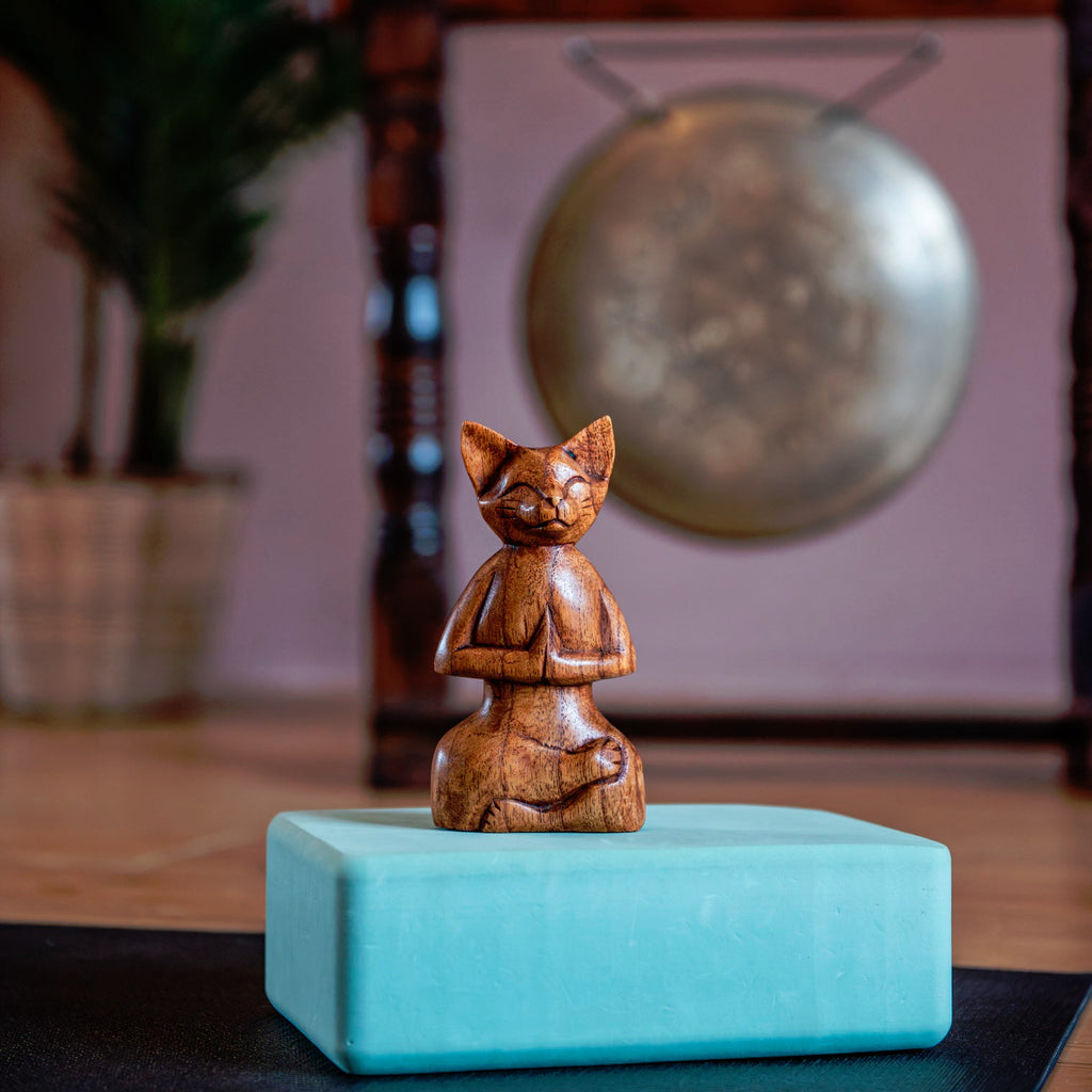 Meditating Cat Woodcarving-Siesta Crafts