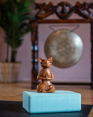 Meditating Cat Woodcarving-Siesta Crafts