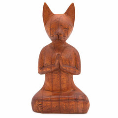 Meditating Cat Woodcarving