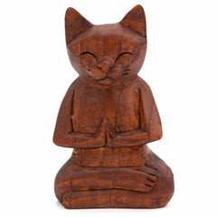 Meditating Cat Woodcarving