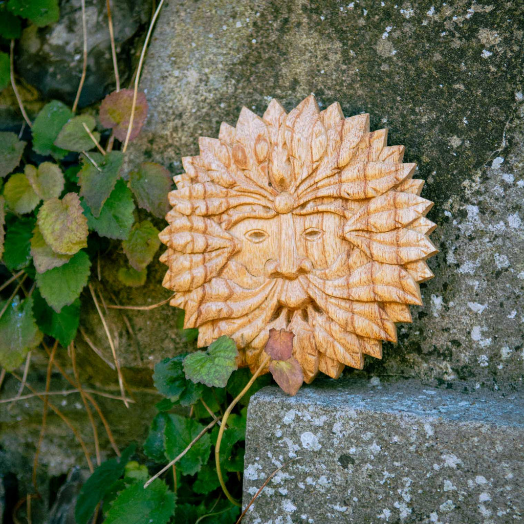 Green Man Carved Plaque-Siesta Crafts