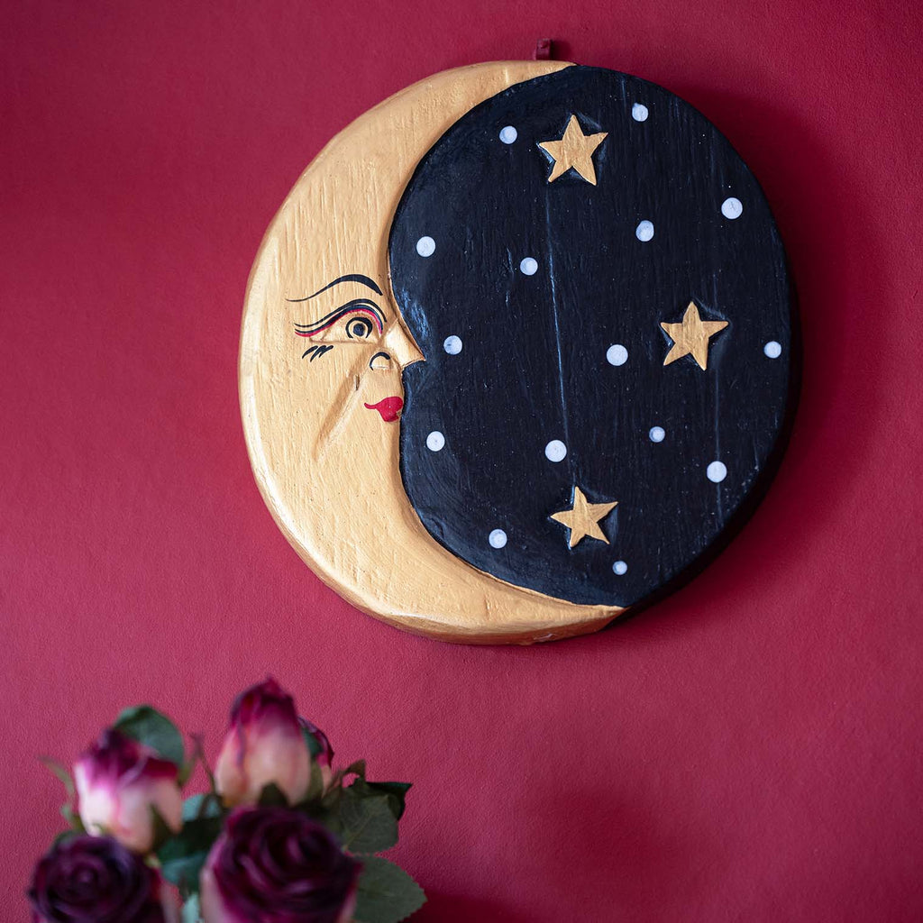 Black and Gold Moon Plaque