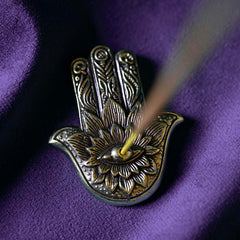 Hand of Fatima Brass Incense Holder