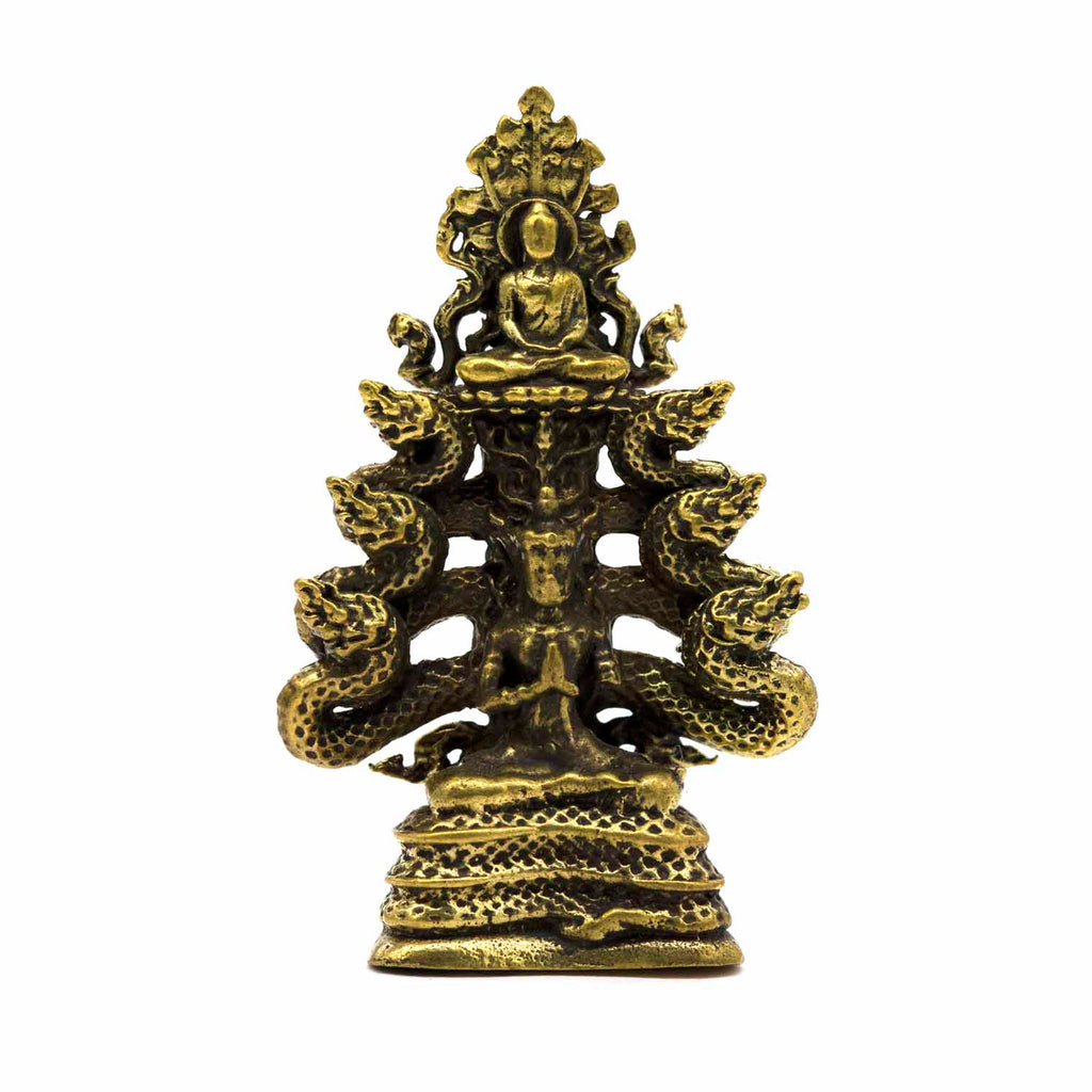 Mini Brass Buddha with Nagas-Siesta Crafts