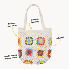Crochet Granny Square Shopper Bag-Siesta Crafts