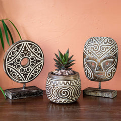 Tribal Hand Carved Mask on Stand-Siesta Crafts