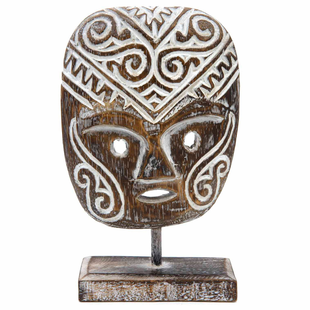 Tribal Hand Carved Mask on Stand-Siesta Crafts