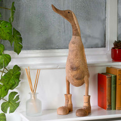 Natural Bamboo Root Duck With Boots - 50cm