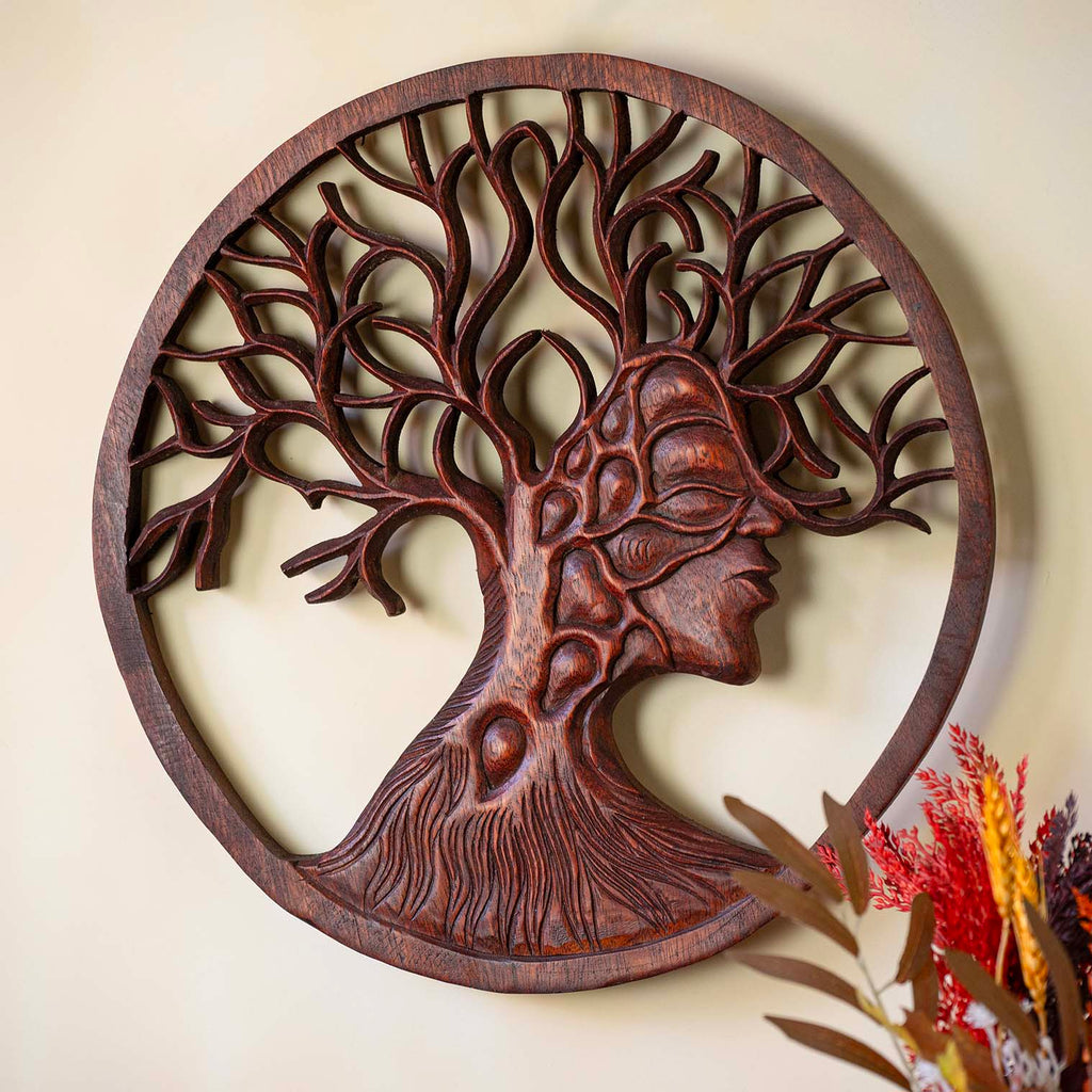 Ornate Tree and Face Plaque
