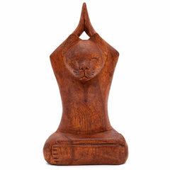 Meditating Tree Pose Cat Woodcarving