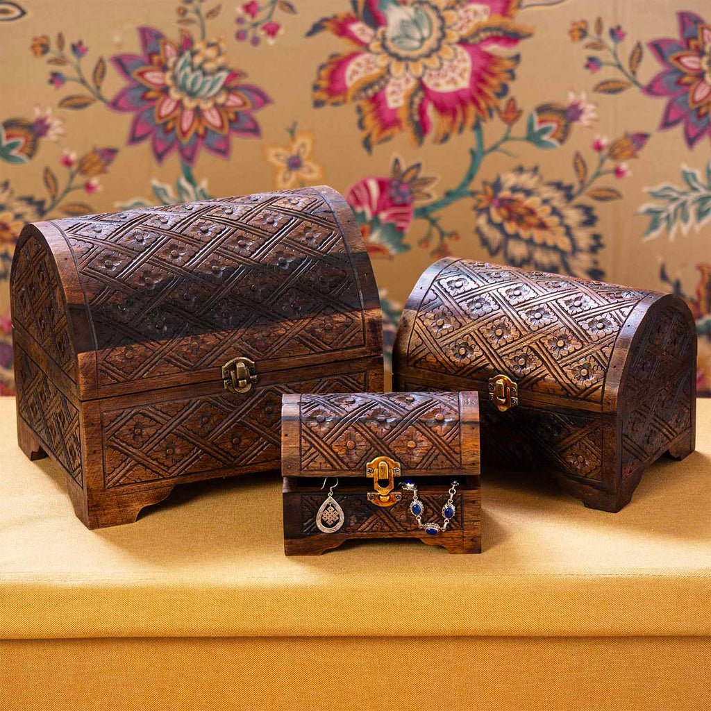 Set Of Three Wooden Chests