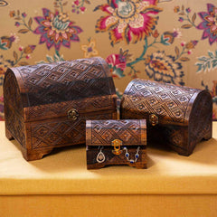Set Of Three Wooden Chests