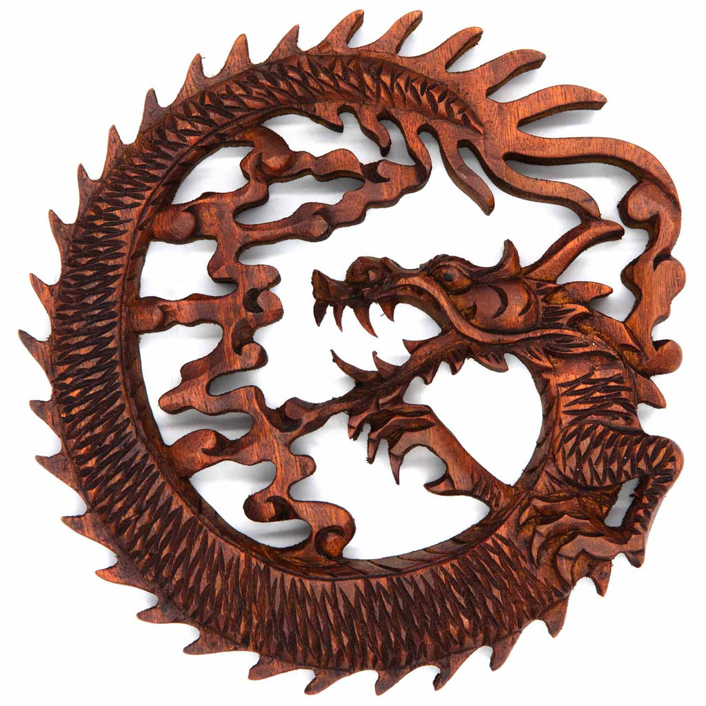 Carved Round Dragon Plaque