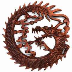 Carved Round Dragon Plaque