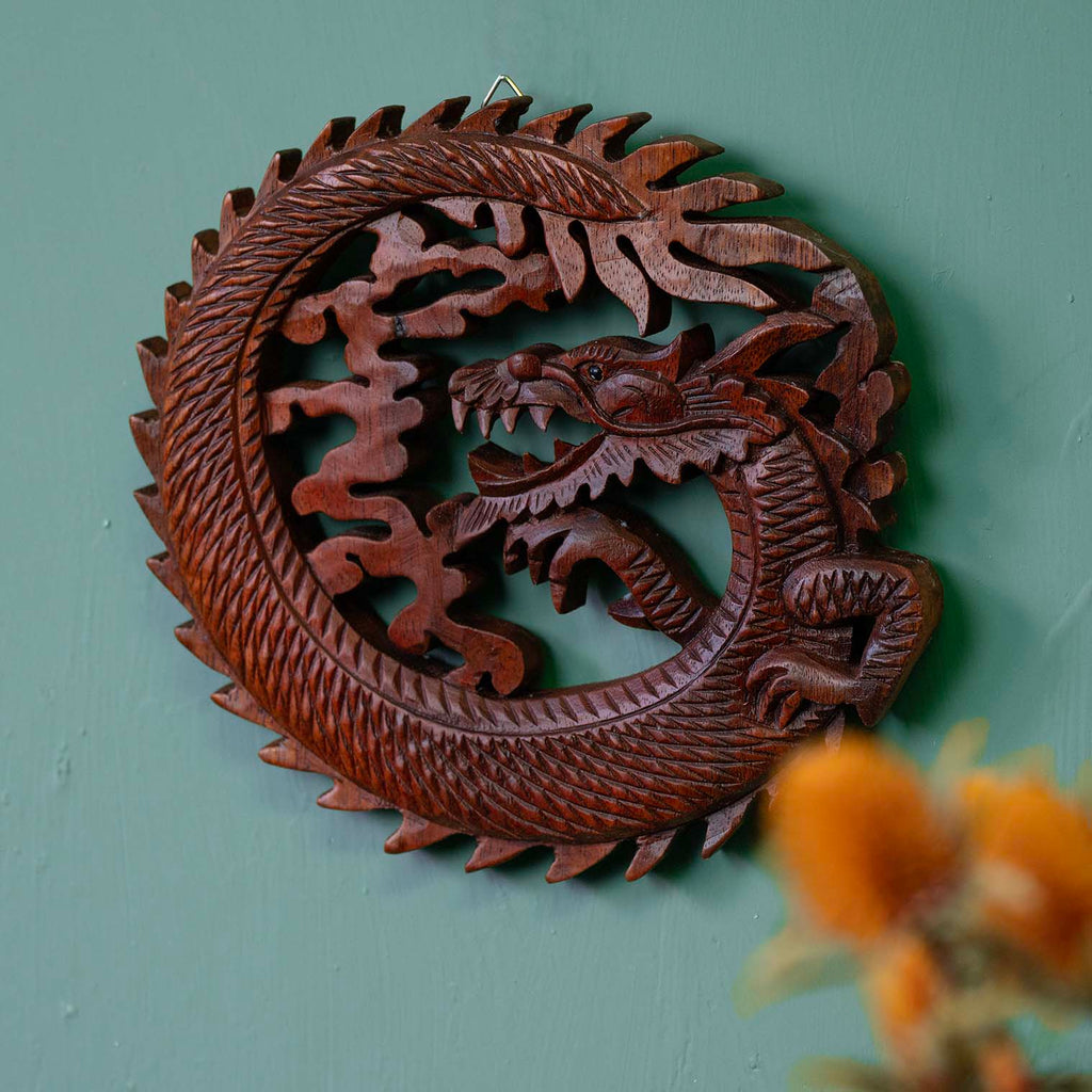 Carved Round Dragon Plaque