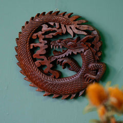 Carved Round Dragon Plaque