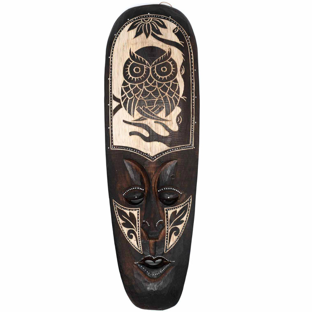 Mask With Owl Carving 50cm