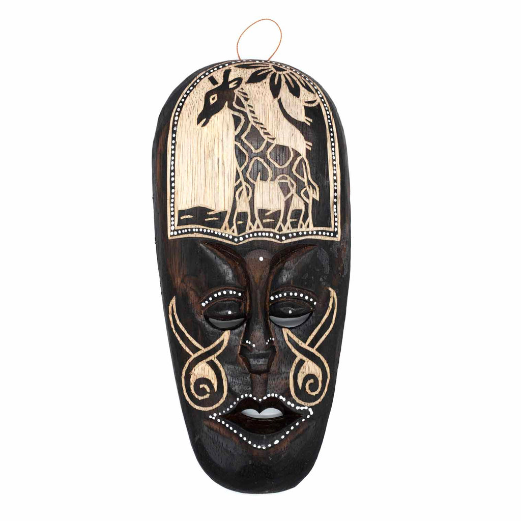 Mask With Giraffe Carving 30cm