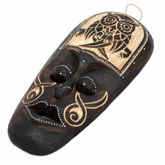 Mask With Owl Carving 30cm