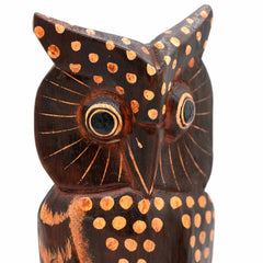 Set of Three Owls on a Branch - Brown