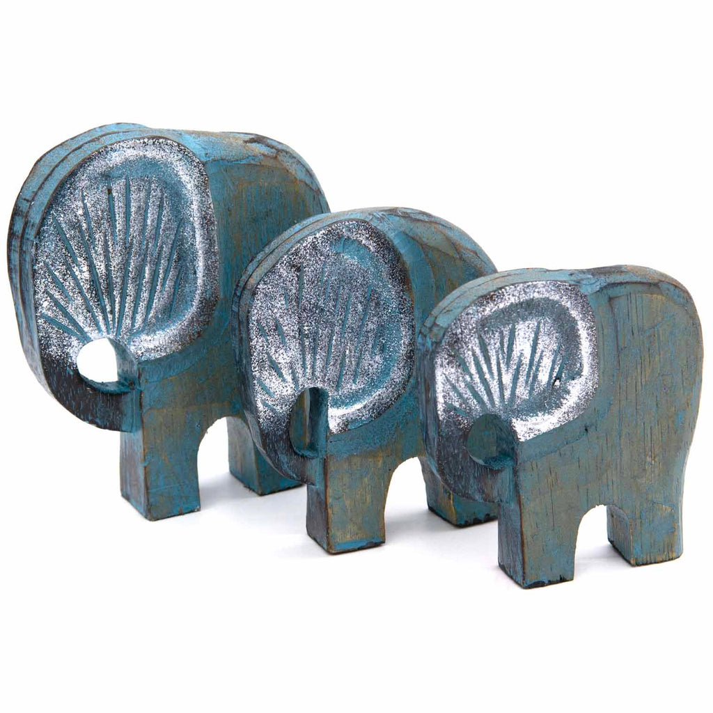 Set of Three Carved Elephants-Siesta Crafts