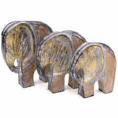 Set of Three Carved Elephants-Siesta Crafts