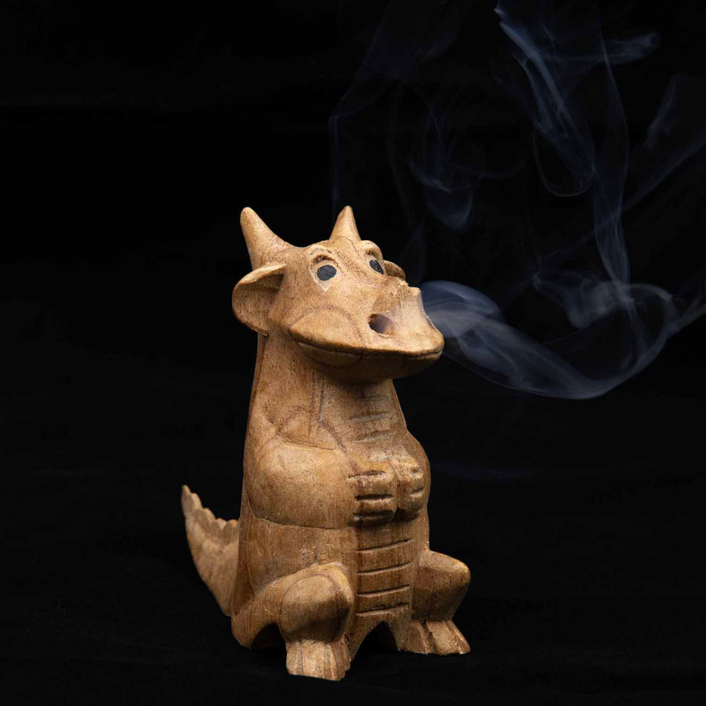 Smoking Dragon Cone Incense Carving - 12cm-Siesta Crafts