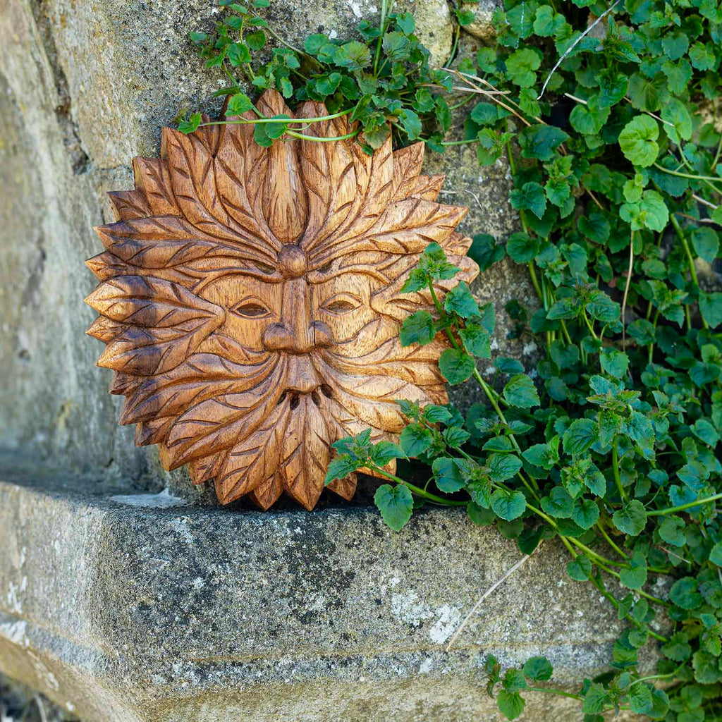 Green Man Carved Plaque - Medium-Siesta Crafts