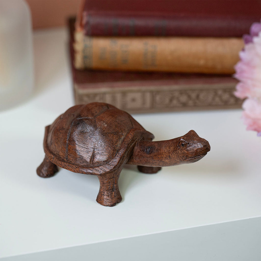 Hand Carved Dark Stained Tortoise
