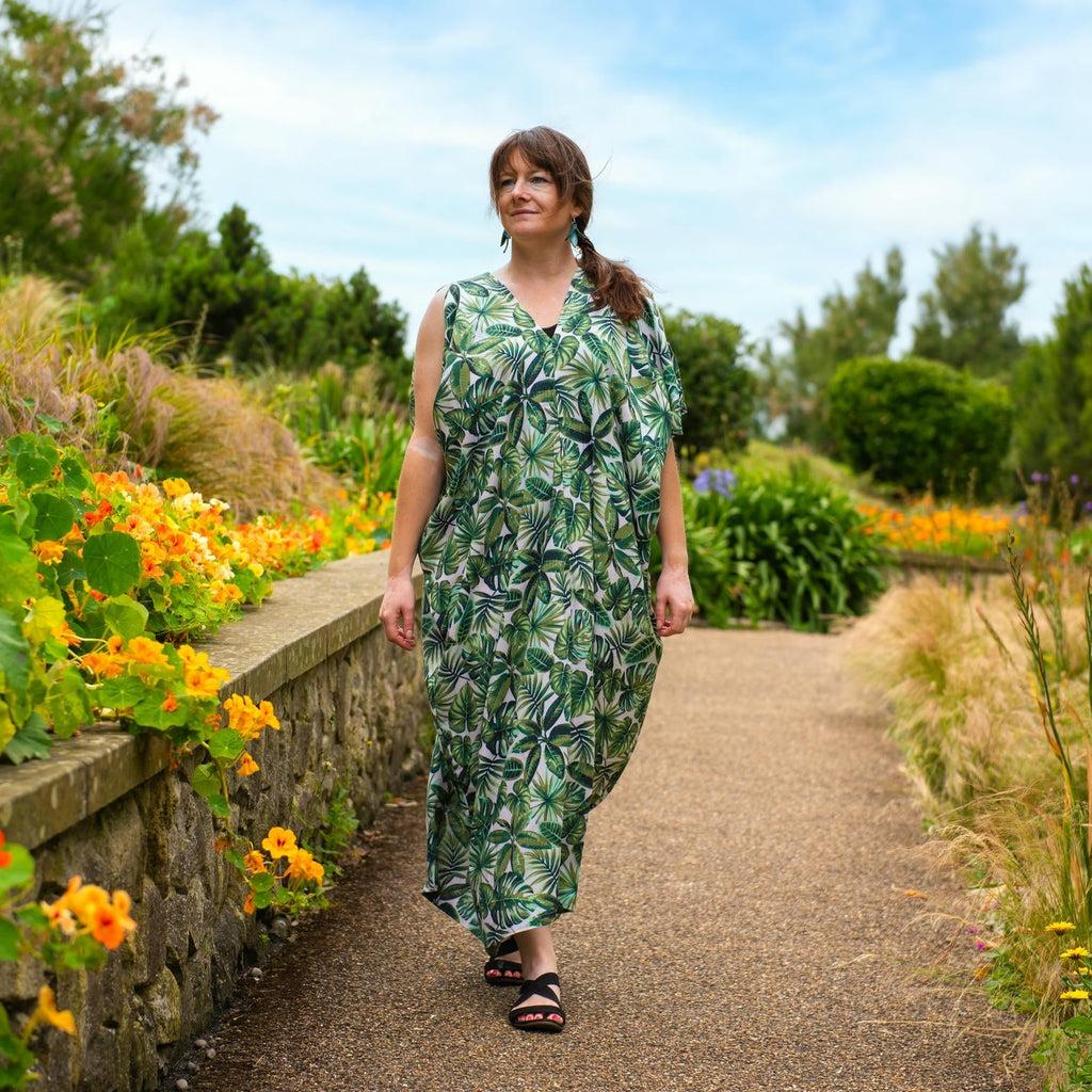 Jungle Print Split Sleeve Kaftan-Siesta Crafts