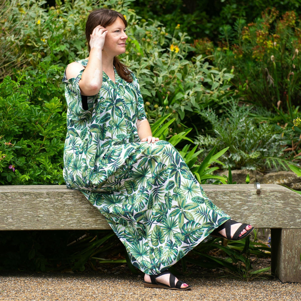 Jungle Print Split Sleeve Kaftan-Siesta Crafts