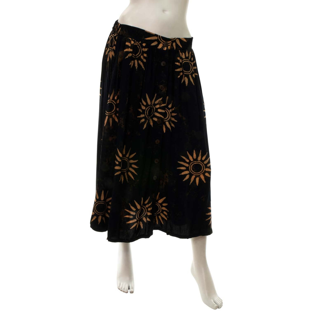Black Sun Button Skirt-Skirts-Siesta Crafts