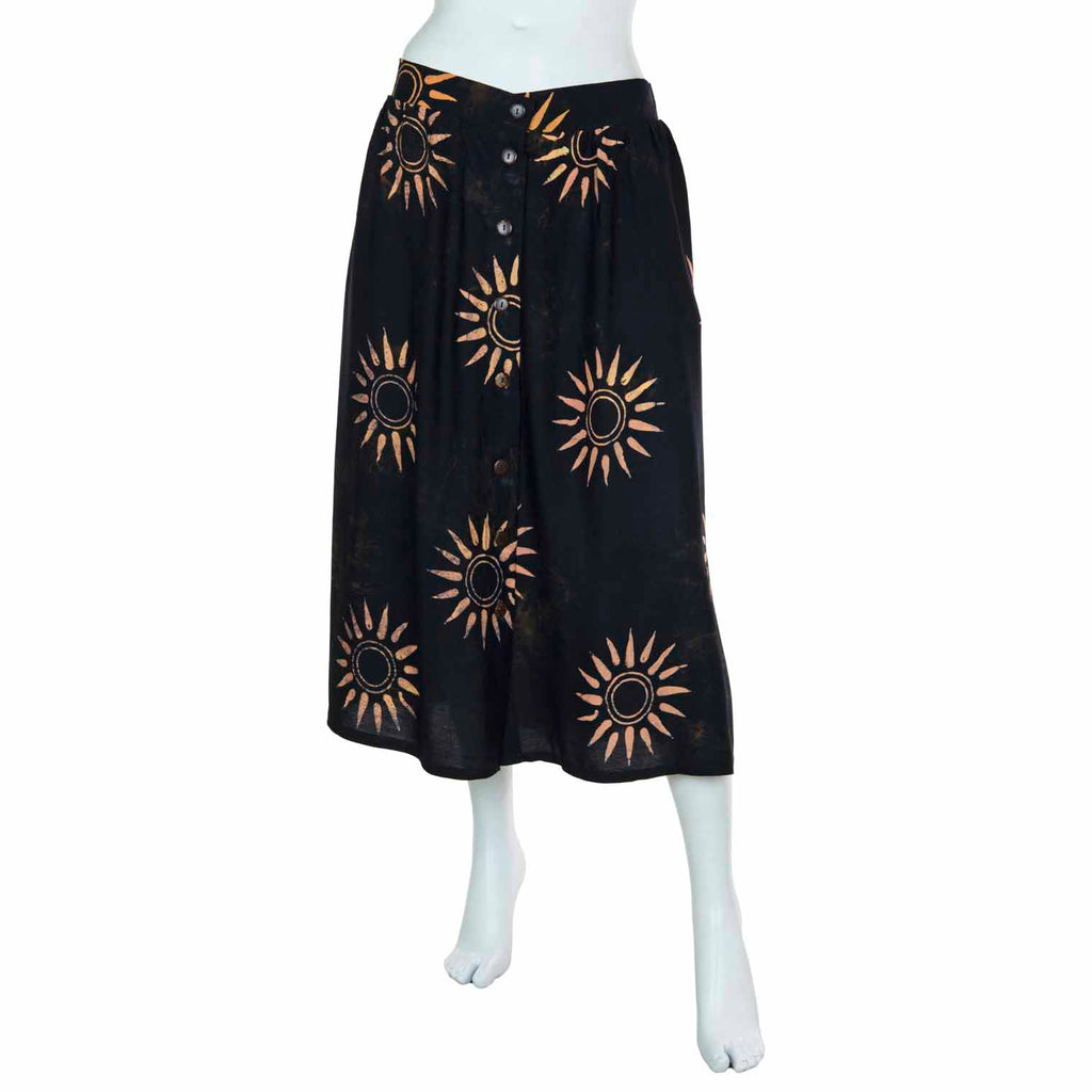 Black Sun Button Skirt-Siesta Crafts