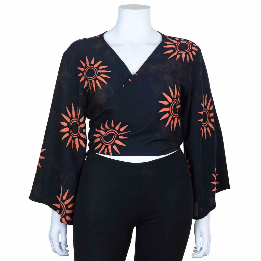 Black Sun Wrap Top-Siesta Crafts