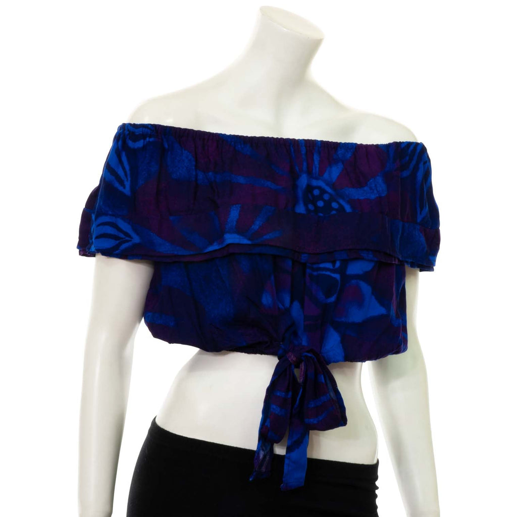Bali Flower Bardot Top with Tie-Siesta Crafts
